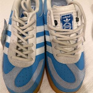 Adidas Sky Blue and White Trainers